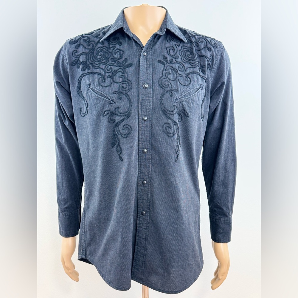 Brooks and Dunn PH Slim Fit, Men's Embroidered Button Down Shirt, Size Medium